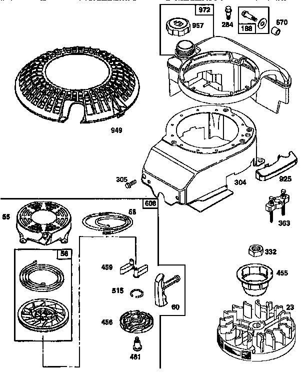 Engine 4 Diagram and Parts List for 128802-0905-01  Briggs and Stratton Engine